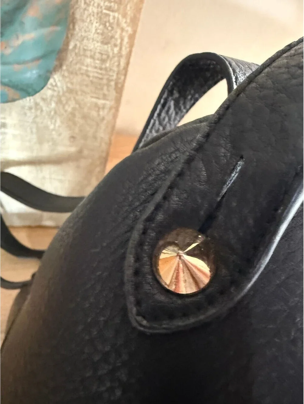 Steve Madden Black Floral Embroidered Faux Leather Backpack